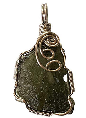 Wire Wrapped Moldavite Pendant | Medium Size 30-35mm