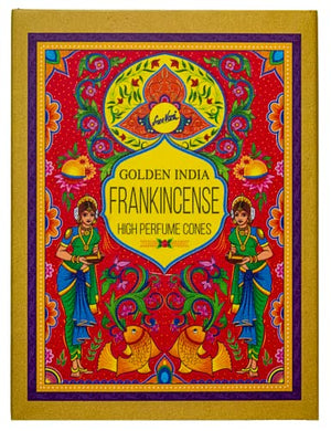 Golden India | High Perfume Back Flow Cones |1 Scent - 6 Packages | Frankincense | 10 Cones per Package - 60 Cones Total