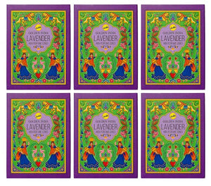 Golden India | High Perfume Back Flow Cones |1 Scent - 6 Packages | Lavender | 10 Cones per Package - 60 Cones Total