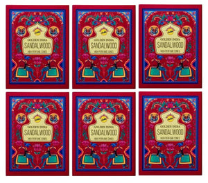Golden India | High Perfume Back Flow Cones |1 Scent - 6 Packages | Sandalwood | 10 Cones per Package - 60 Cones Total