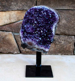 Museum Quality Uruguayan Amethyst with Metal Stand