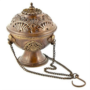 Tibetan Copper Hanging Censer Burner Antique - 5"H