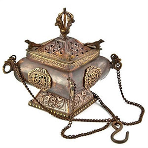 Tibetan Temple Hanging Censer Burner Antique - 5.5"H