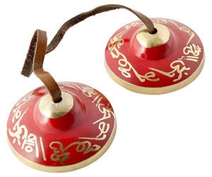 Tibetan Mantra Cymbal In Red - 3"D