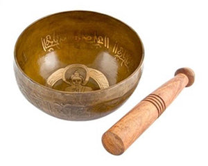 Lord Buddha Carved Tibetan Meditation Singing Bowl - 6"D