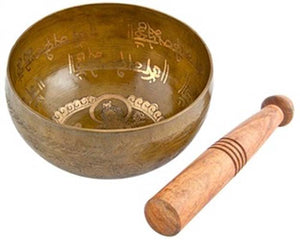 Goddess Tara Carved Tibetan Meditation Singing Bowl - 8"D