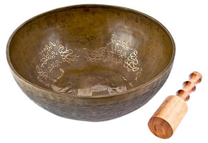 Elephant Carved Tibetan Meditation Singing Bowl - 12"D
