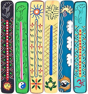 Assorted Design Wooden Incense Burner - 10"L (6 pieces)