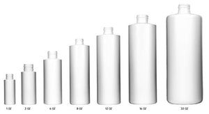 Bottles For DIY Projects - Spray or Pump Dispenser: 1 oz to 32 oz, White HDPE Plastic Bottles Refillable, Great for DIY Projects, Set of 12 Bottles