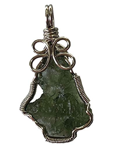 Wire Wrapped Moldavite Pendant | Small Size 16-24mm