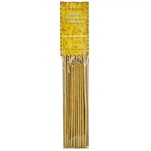 Auroshikha Natural Sandalwood on Stick - 5 Packs, 10 Sticks per Pack