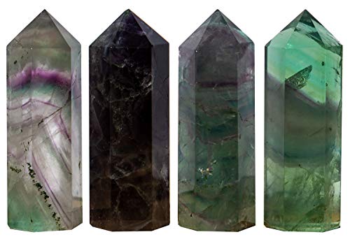 WHOLE LIFE Set of 4 Large Fluorite Points - Approx 3in / 76.2mm in Height