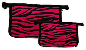 Set of 2 Matching Zebra Travel Cosmetic Bag - Makeup Bag - Toiletry Bag - Lightweight - Comes in Three Colors