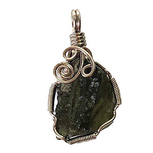 Wire Wrapped Moldavite Pendant | Small Size 25-30mm