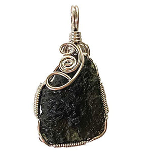 Wire Wrapped Moldavite Pendant | Small Size 30-35mm