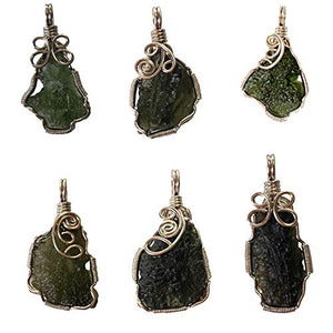 Wire Wrapped Moldavite Pendant | Small Size 16-24mm