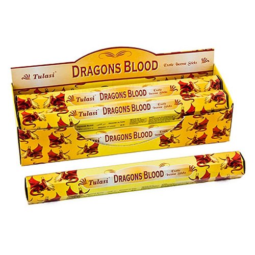 Tulasi Dragons Blood Incense - 6 Packs, 20 Sticks per Pack