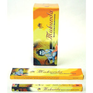 Incense From Sarathi - Sri Govinda Mukunda - Benzoin & Myrrh - 15 Stick Box - Sold in Sets of 4 Boxes