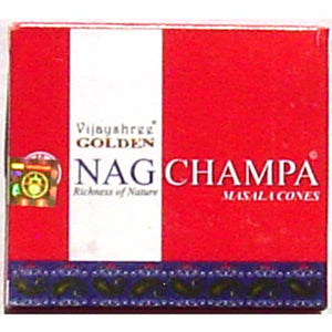 Golden Nag Champa Cones - 10 Cones and Burner - Sold in Sets of 4