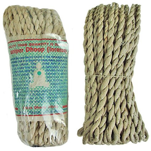 Tibetan Juniper Dhoop Rope Incense, 5" Length - 3 Packs, 50 Sticks Per Pack