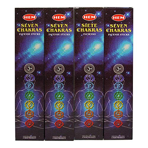 Hem 7 Chakra Incense - 4 Packs, 35 Sticks per Pack, 7 Unique Fragrance