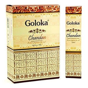 Goloka Chandan Sandal Incense - 4 Packs, 15 Grams per Pack