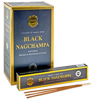 Black Nag Champa Incense - 15 Gram Pack (12 Packs Per Box)