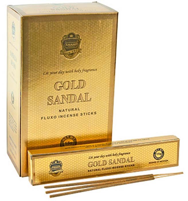 Gold Sandal Incense - 15 Sticks Pack (12 Packs Per Box)