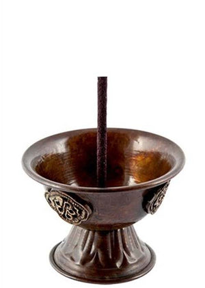 Copper Tibetan Incense Burner Antique - 2.5"D, 2"H