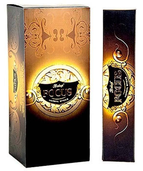 Balaji Focus Herbal Natural Incense - 15 Gram Pack (12 Packs Per Box)