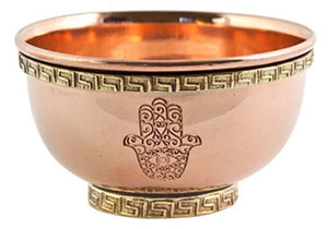 Hand of Fatima Copper Offering Bowl - 3"D, 1.75"H