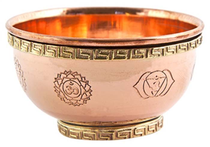 Seven Chakra Copper Offering Bowl - 3"D, 1.75"H