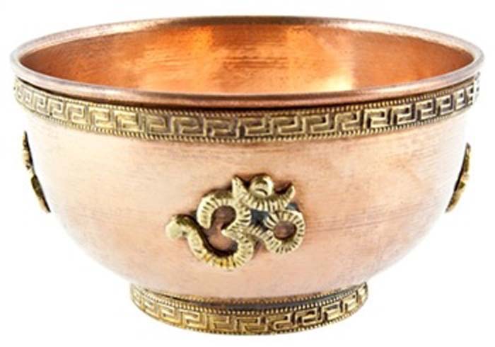 Om Symbol Copper Offering Bowl - 4"D