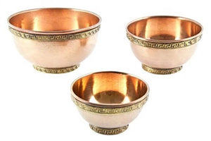 3 Pieces Plain Copper Offering Bowl Set - 2.5", 3", 4"D