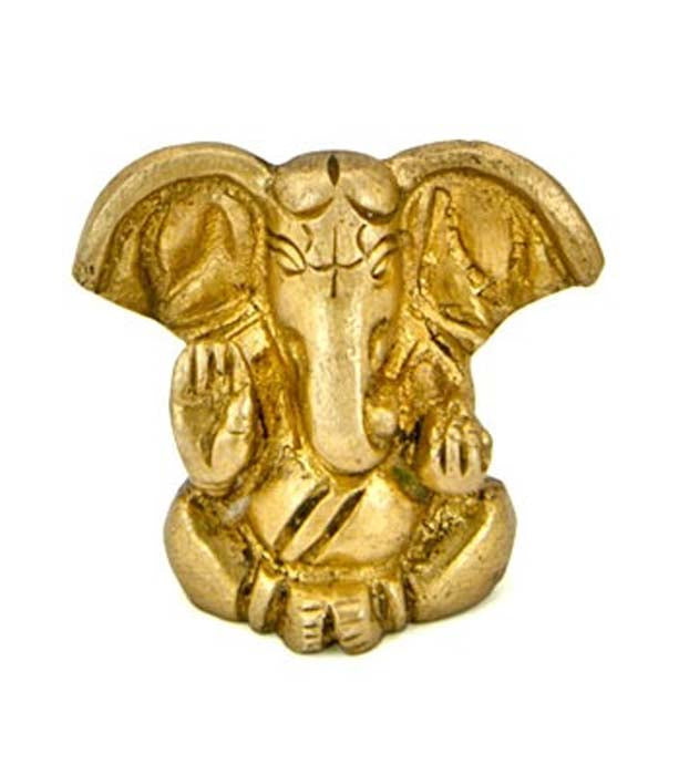 Lord Ganesh Brass Statue - 1.25"H, 1.5"W