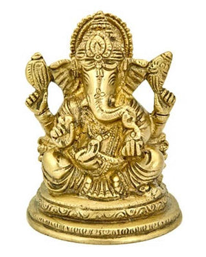 Lord Ganesh Brass Statue - 4"H