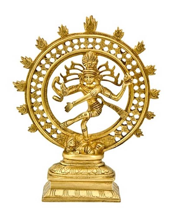 Natraj Dancing Double Ring Brass Statue - 9"H