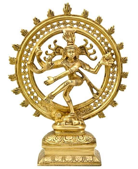 Natraj Dancing Double Ring Brass Statue - 11.5"H