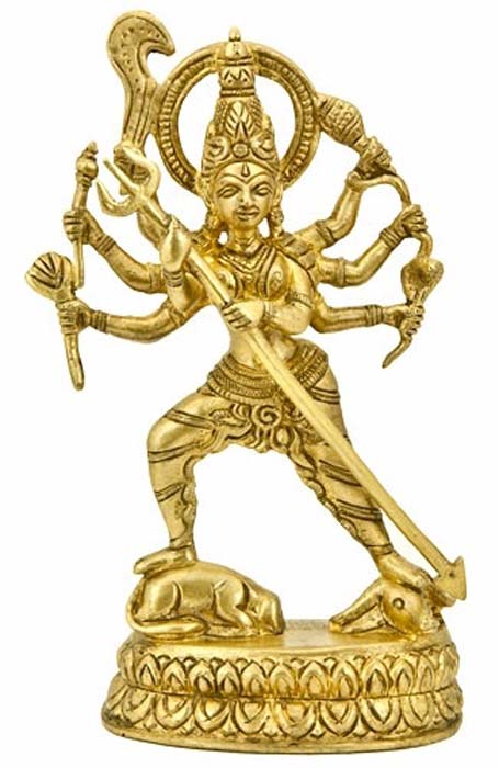Goddess Kali Standing Brass Statue - 7.5" H