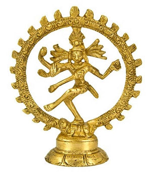 Natraj Dancing Brass Statue - 4"H