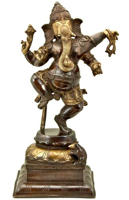 Lord Ganesh Dancing on Square Base - 16.5"H