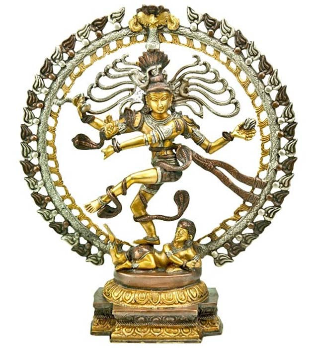 Natraj Dancing with Dragon on Top Brass Statue - 20"H, 18"W