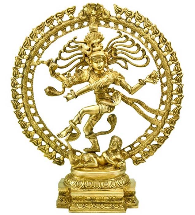 Natraj Dancing with Dragon on Top Brass Statue - 20"H, 18"W