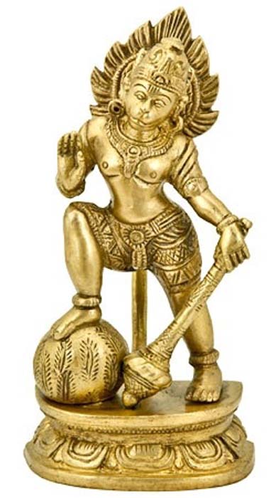 Hanuman Standing on  Rock - 6"H