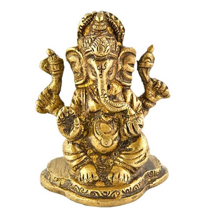 Lord Ganesh Brass Statue - 2.75"H