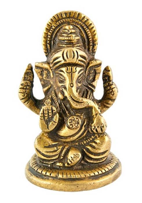 Lord Ganesh Brass Statue - 2.5"H