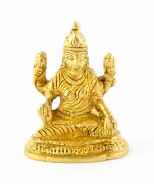 Goddess Laxmi Brass Statue - 2"H, 1.5"W