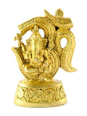 Om Ganesh Brass Statue - 2.5"H, 1.5"W