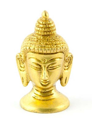 Buddha Head Brass Statue - 2.5"H, 1.25"W