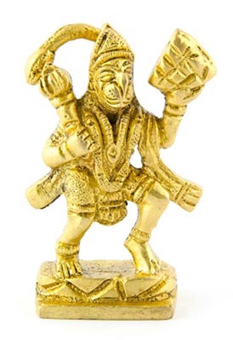 Hanuman Brass Statue - 2.75"H, 1.5"W